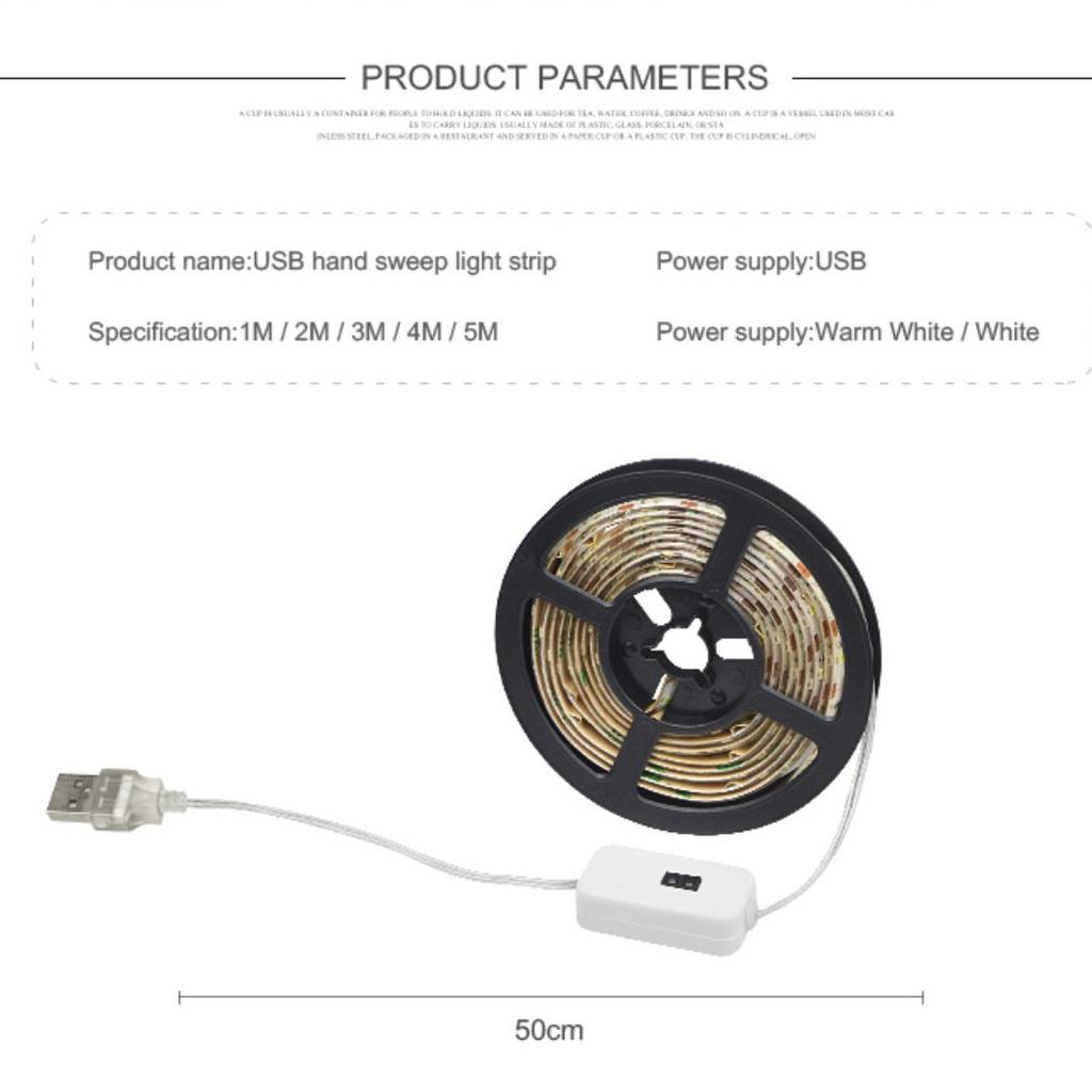 Intelligente Lampe, PIR-Bewegungssensor, Handscan, LED-Nachtlicht, 5 V, USB, LED-Streifen, wasserdichtes Band, Schlafzimmer, Zuhause, Küche, Kleiderschrank, Dekor