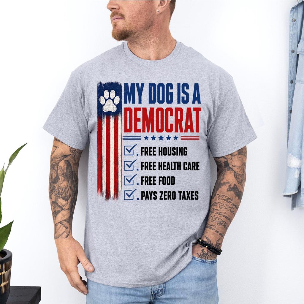 Vintage Political Dog Lover Humor Funny My Dog Is A Democrat Unisex T-Shirt