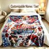 Fire Truck Theme Custom Blanket Personalized Name & Text Customized Soft Warm Throw Blanket Home Decor
