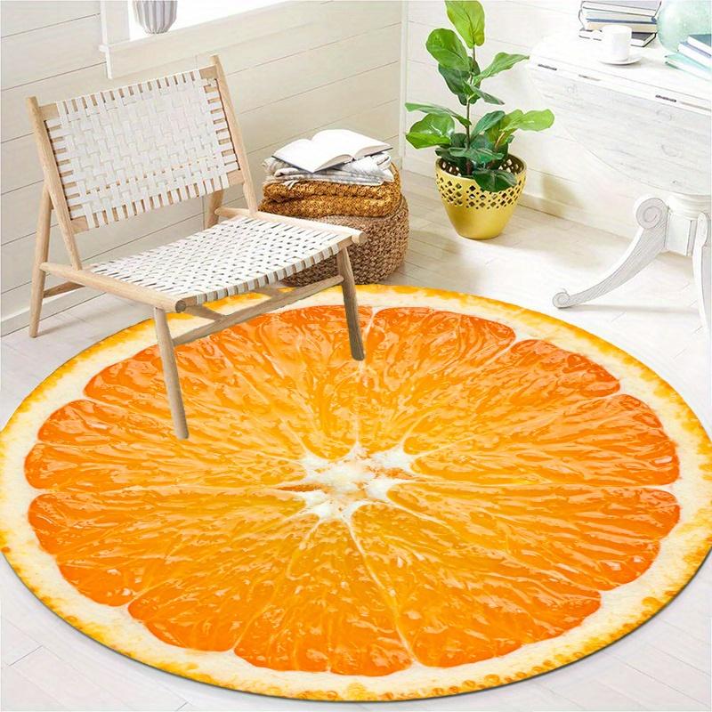 Lemon Orange Round Rug Nonslip Area Rug Office Chair Mat Carpet For Living Room Bedroom Home Decor