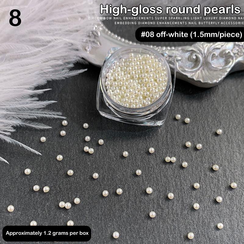 1 Scatola di Perle Stereoscopiche Mini Perle Rotonde Accessorio Decorativo per Pittura Unghie Patch Diamante per Unghie