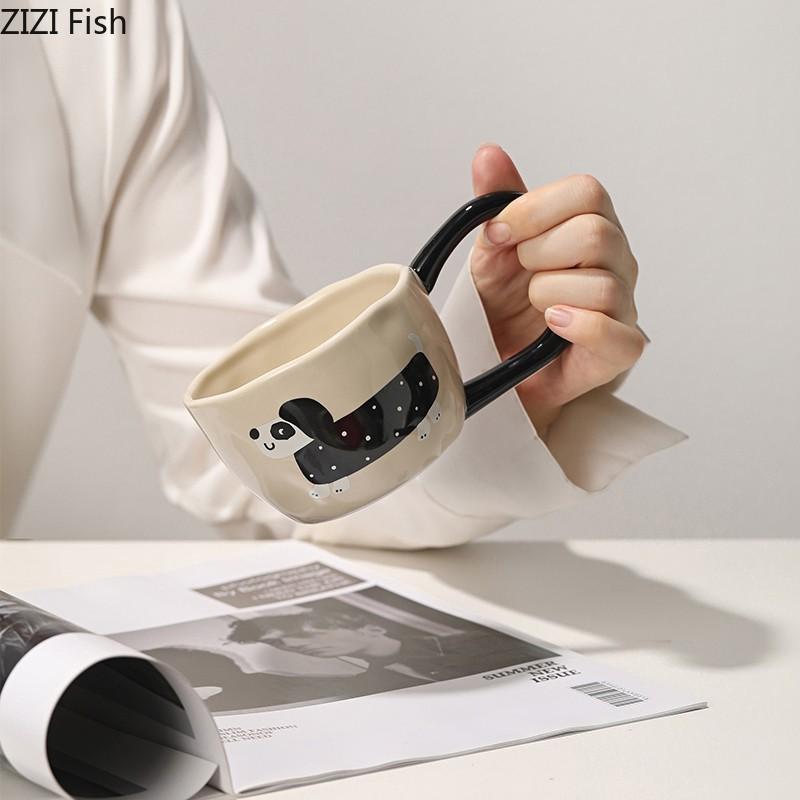 Tazza Grande Capacità 340ml Tazza da Acqua in Ceramica da Ufficio Coppia Tazza da Tè Pomeridiano Latte Caffè Set da Bere Europeo per la Casa Regalo di Vacanza