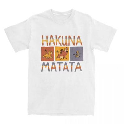 T-shirt Homme Femme Hakuna Le Roi Lion Matata Blocs Solides T-shirts Vintage Manches Courtes T-shirt Coton Coton Pur Hauts Originaux
