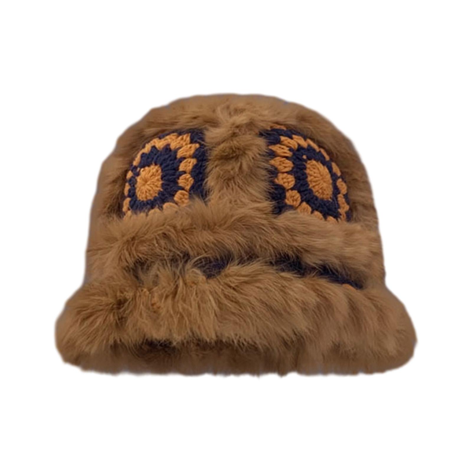 

Милые вязаные крючком плюшевые панамы с цветочным узором для девочек, милые женские панамы-ведерки, сочетающиеся по цвету, женские подростковые зимние ветрозащитные шапки 14