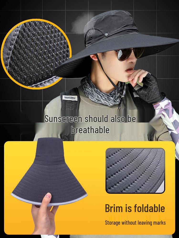 Men's Wide Brim UV Protection Sun Hat for Summer Outdoor Activities