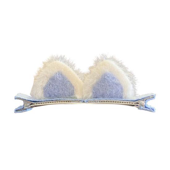 Yousheng Hair Pin 3D Cat Ear Plush Hair Clip Soft Fluffy Vibrant Colors Rounded Metal Clamp Kids Hairpin Autumn Winter Hairstyles School Travel Party