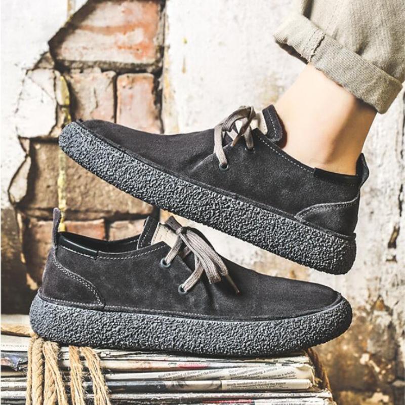 Men's Casual Shoes Suede Genuine Leather Men Comfortable Driving Flats Mens Wear-resisting Non-slip Retro Desert Shoes