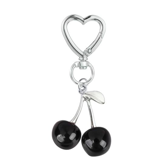 Keychain Pendant, Cherry Pendant Key Holder with Hearts Buckle, Alloy Polished Surface Backpack Charm Pendant for Women Accessories