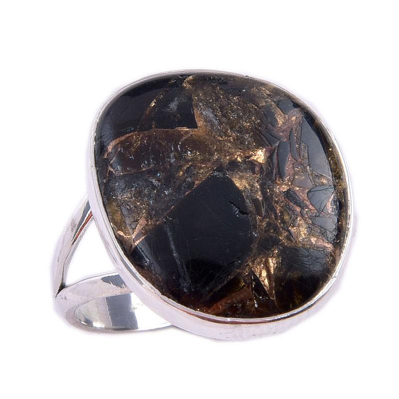Natural Black Copper Turquoise Gemstone 925 Solid Sterling Silver Ring S.9 d6N27