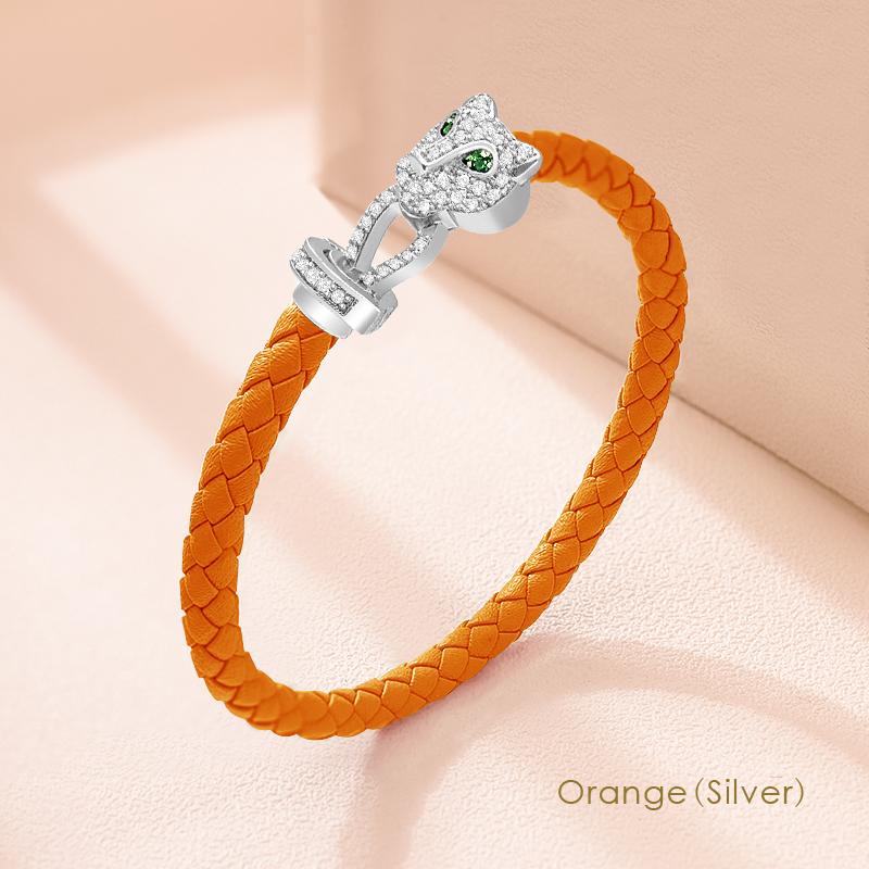 MOONLIGHT Classic Design Exquisite Cheetah Zircon Bracelet for Women Braided Leather Bracelet Quality Banquet Couples Gift