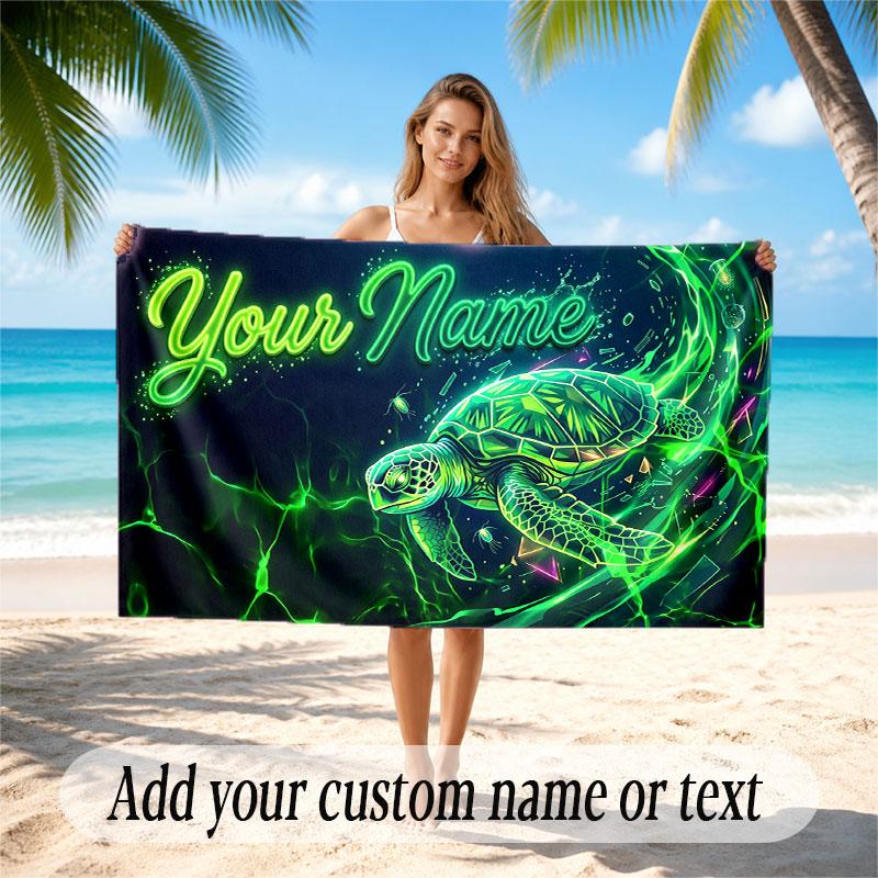 Octopus Sea Life Theme Soft Beach Towel Personalized Custom Name Text Towel Portable for Beach Pool Travel