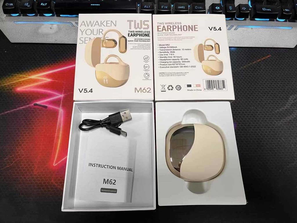 Akıllı Yapay Zeka-M62 Bluetooth Açık Kulak Çeviri Kulaklıkları - Yüksek Kapasiteli, Kablosuz.