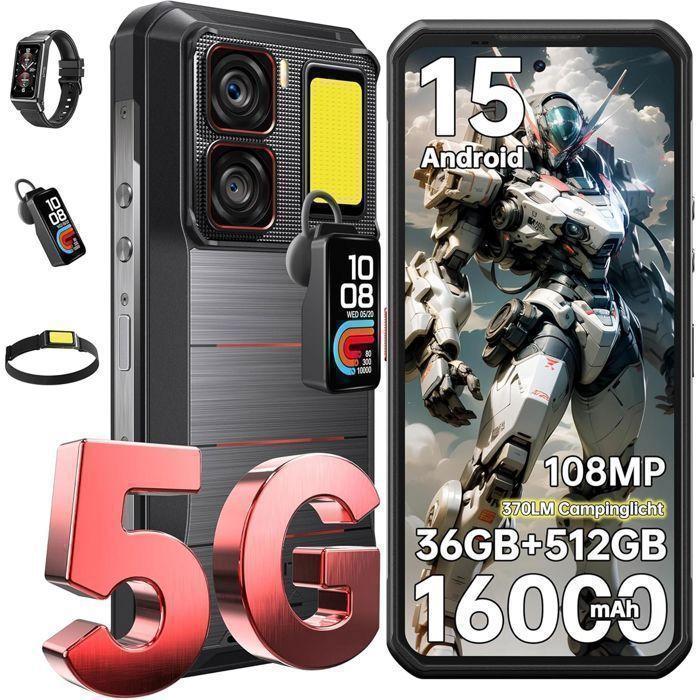 OUKITEL WP300 Odolný 5G Smartphone 36+512GB 6.8" 16000mAh 108MP Nerozbitný Mobilní Telefon Sluchátka/Hodinky s Displejem/NFC Černý