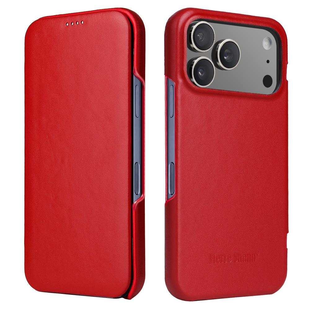 

Fierre Shan-002 Luxury Business Book Flip Leather Case For iPhone 17/17e/17 Pro/17 Pro Max Protectives Skins Phone Back Cover For iPhone17 Pro Max червоний