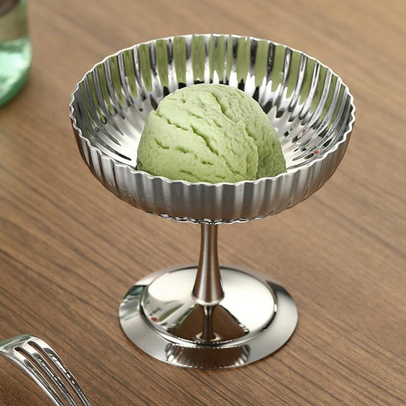 Coppa Gelato in Acciaio Inossidabile, Ciotola da Dessert per Budino, Coppa da Dessert con Base Alta, Piatto da Portata per Insalata di Frutta, Piatto per Torta Piatto per Snack