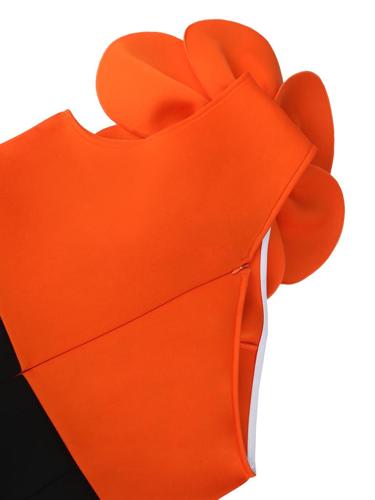 AOMEI One Shoulder Big Flowers Party Dresses for Women Patchwork Color Block Evening Occasion Gowns Female Summer Night Date