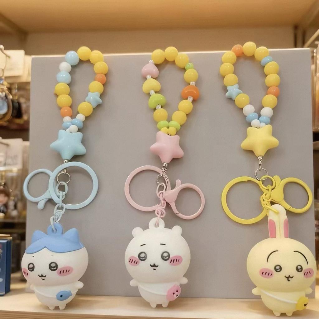 Kawaii PVC 3D Figure Keychain Cute Usagi Hachiware Ushachi Cartoon Pendant Bag Charm & Key Ring Party Birthday Perfect Gift