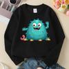 Kids Crewneck Sweatshirt, Cute Monster With Worm Print,Daily Casual Top for Spring & Autumn