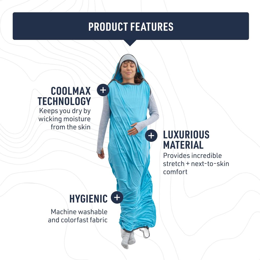 Sea To Summit Breeze Sleeping Bag Liner, Standard Mummy, with Drawcord.