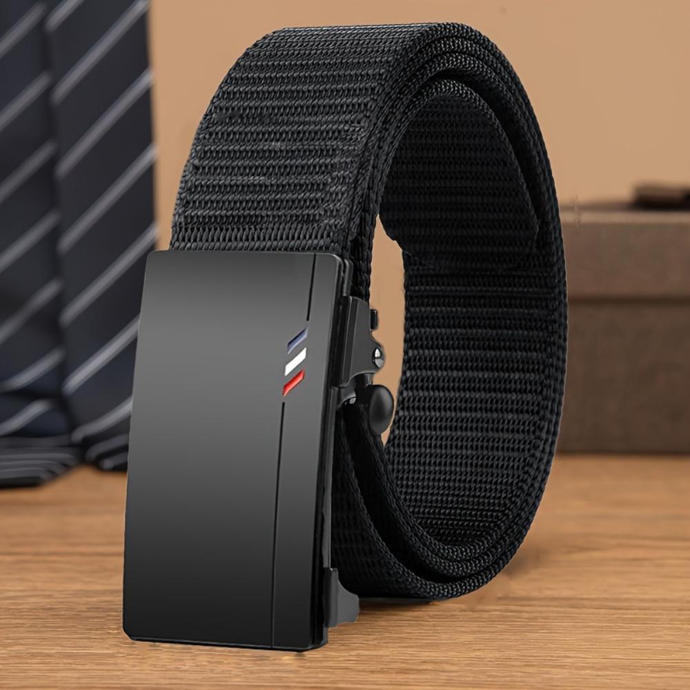 Men's Fashion Canvas Belt Automatic Buckle - Suitable for Outdoors with Jeans, Wear Resistant Waterproof Sports Belt, Black