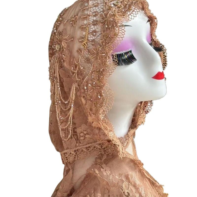 Muslim Women's Hijabs Black Grey with Beading Ramadam Headscarf  Evening Party Luxury Kufi Scarf Dubai Turban Islam Hat