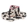 Kuhfellmuster Verdicktes Und Hartes Leder Western Denim Hut Ethnischer Stil Foto High-End Konkave Zylinderhut