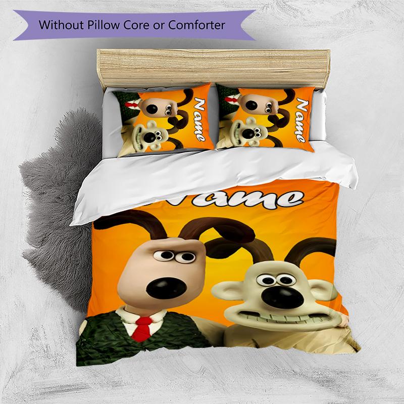 3pcs Custom Name Wallace and Gromit Bedding Set Duvet Cover Closure Includes 1 Duvet Cover & 2 Pillowcases for All Seasons Bedroom Decor