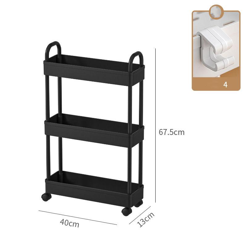 3/4 Tier Slim Narrow Storage Cart Rolling Storage Cart Mobile Shelving Unit Organizer Bathroom Kitchen