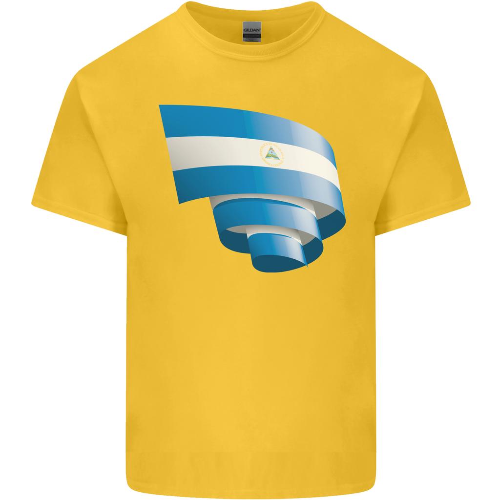 Curled Nicaragua Flag Nicaraguan Day Football Unisexs Light Cotton TShirt