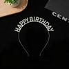 Korean Style Glitter HAPPY BIRTHDAY Headband Metal Hair Accessories Birthday Headwear Birthday Party Headband Birthday Props