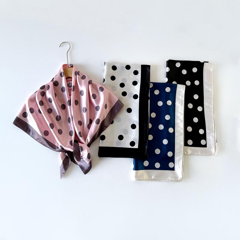 Dot Print Square Scarf For Women Silk Shawl Neckerchief Female Hair Bands Head Wraps Headband Foulard Satin Hijab Bandana