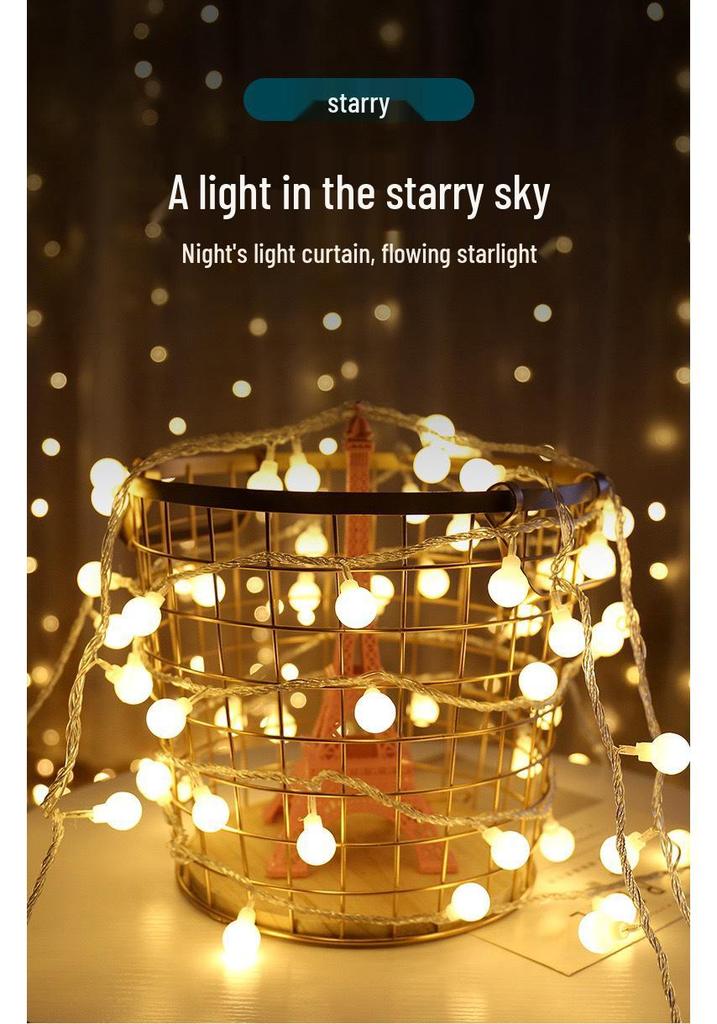 Remote-Controlled Waterproof Frosted LED String Lights for Outdoor Camping, Canopies, or Christmas Decorations - Starry Sky Colored Bulbs