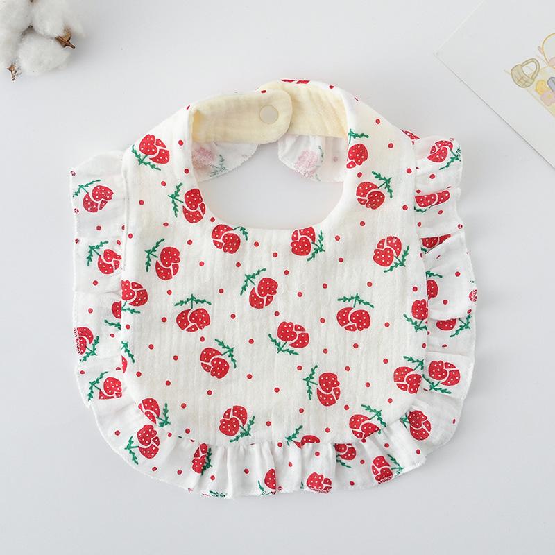 Ruffle Baby Drool Bibs: Pure Cotton Printed Lace Bibs