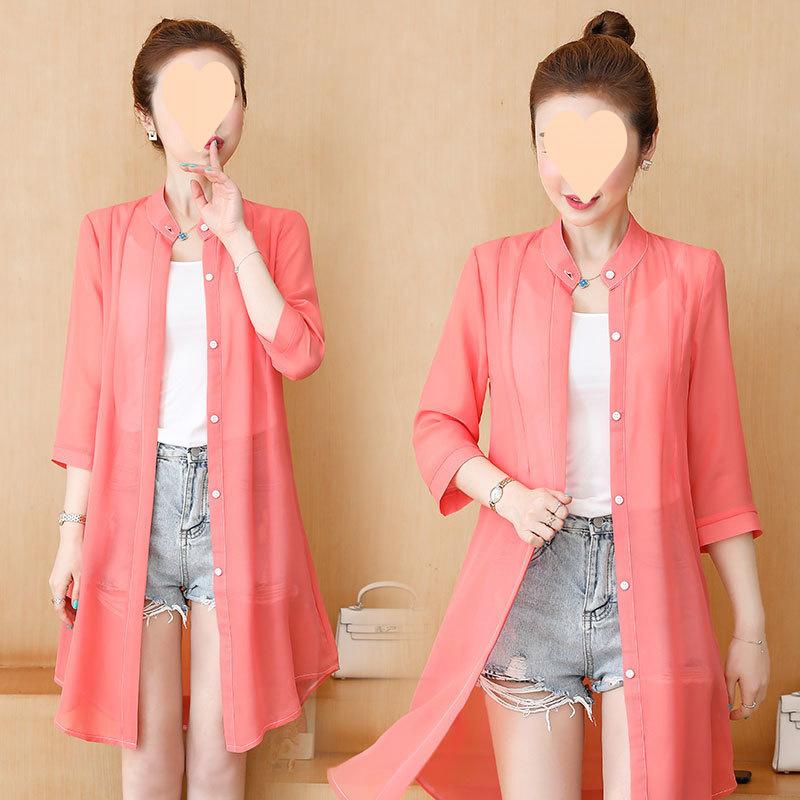 Women's Sun Clothing Lightweight Long UV Protection Jacket Summer Sunscreen Large Size Thin Jacket Female Chiffon Cardigan Coat 5XL
