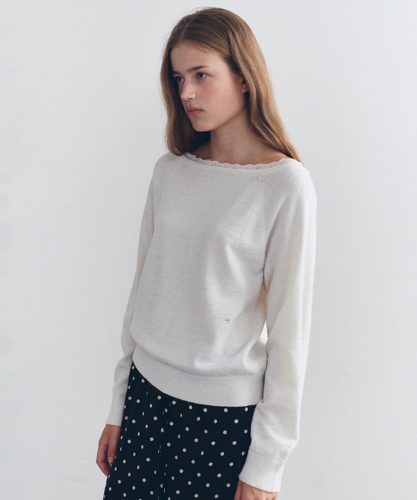 ROLAROLA Boatneck Lace Knit Ivory