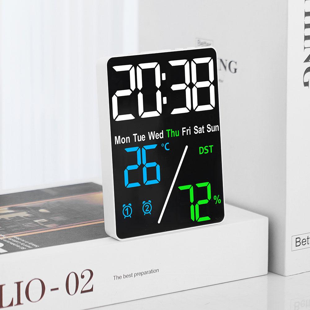 Yujeubi Black Face Led Temperature And Humidity Clock Bf5508