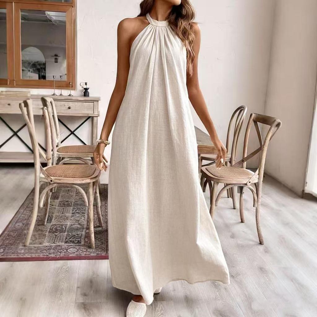 Women's -Color Loose Fashion Neck Dress Long Vacation Dress