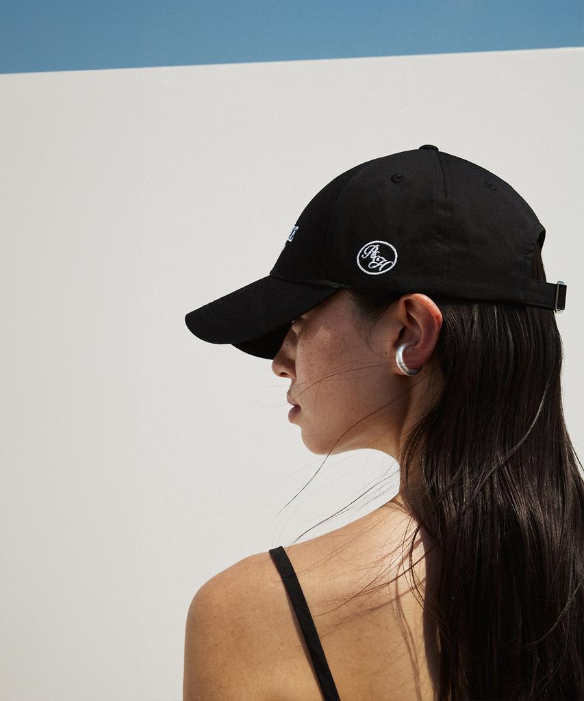 RE RHEE Logo Embroidered Cotton Ball Cap Black