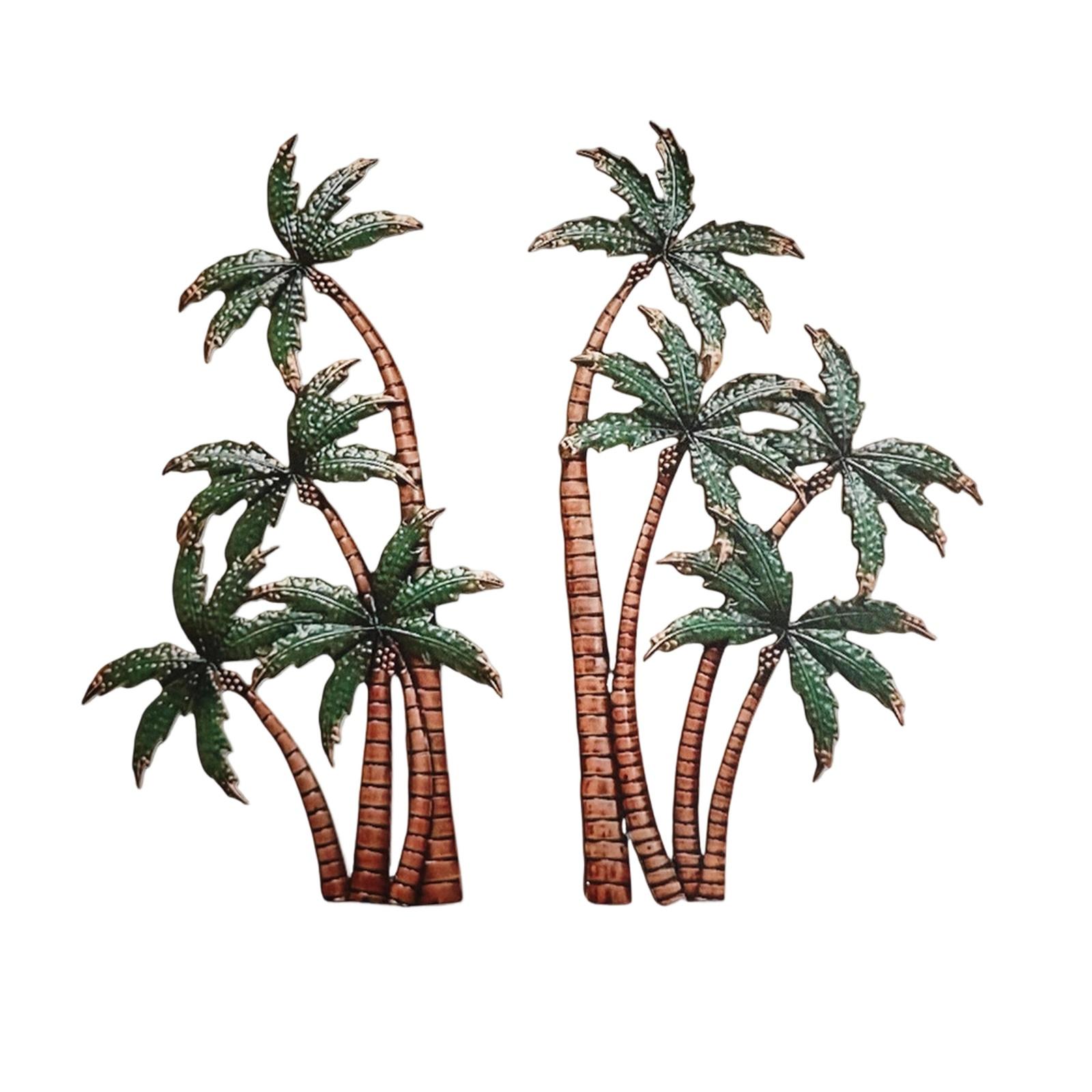 

Metal Wall Art Silhouette Palm Tree Group Rusted Finish Iron Craft Decorative Hanging Sculpture for Indoor Outdoor Use KY A128 one size