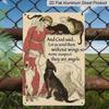 2D Flat Vintage Aluminum Wall Art for Pet Lovers - "God Said Let Us Send Them Without Wings" Featuring Angelic Women, Cats, and Dogs - Decor for