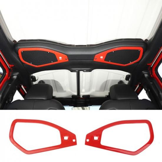 Red Top Roof Speaker Stereo Cover Trim Decal Bezel For Jeep Wrangler JL JT 2024+