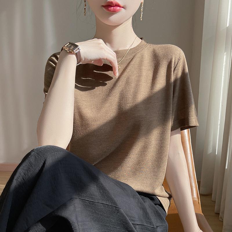 

A New Summer Style Loose Round-neck T-shirt with A Base Layer and Short-sleeved Top XL зелений