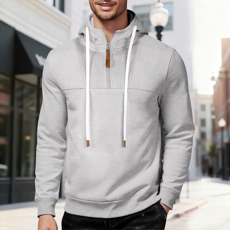 

Men s Quarter Zip Hoodie Casual Long Sleeve Solid Color Drawstring Hooded Sweatshirt For Daily Wear XXXL