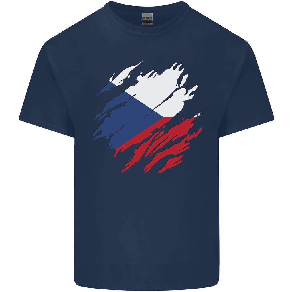 Torn Czechia Flag Czech Republic Day Football Unisexs Light Cotton TShirt