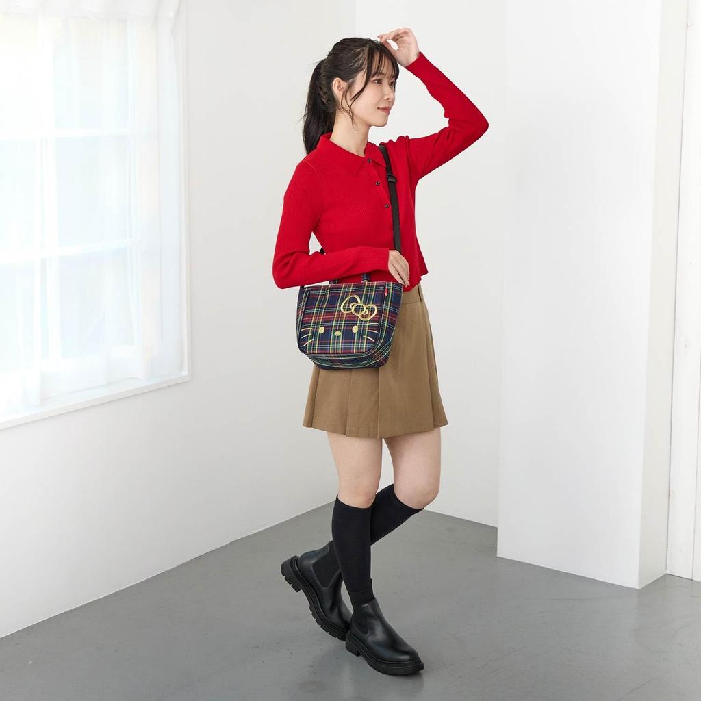 Sanrio Hello Kitty Schulter-Tragetasche ROOTOTE Sanrio 2-Wege (Grüner Scheck)