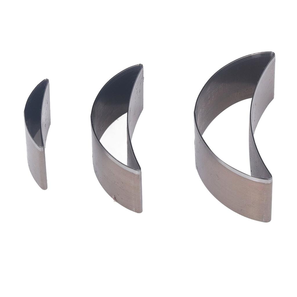 3 Stück Stanzform Set Legierter Stahl Gebogene Mondform Hohlstanzformen für Stoff Ton Leder