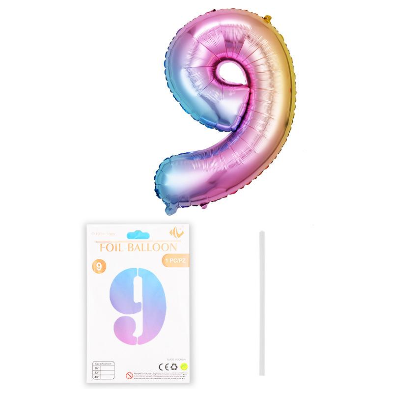 

16 Inch Digital Balloon Hardcover Independent Packaging Paper Card Pack Aluminum Film Balloon Birthday Party Decoration Aluminum Foil 16 inch gradual change 9 independent packaging