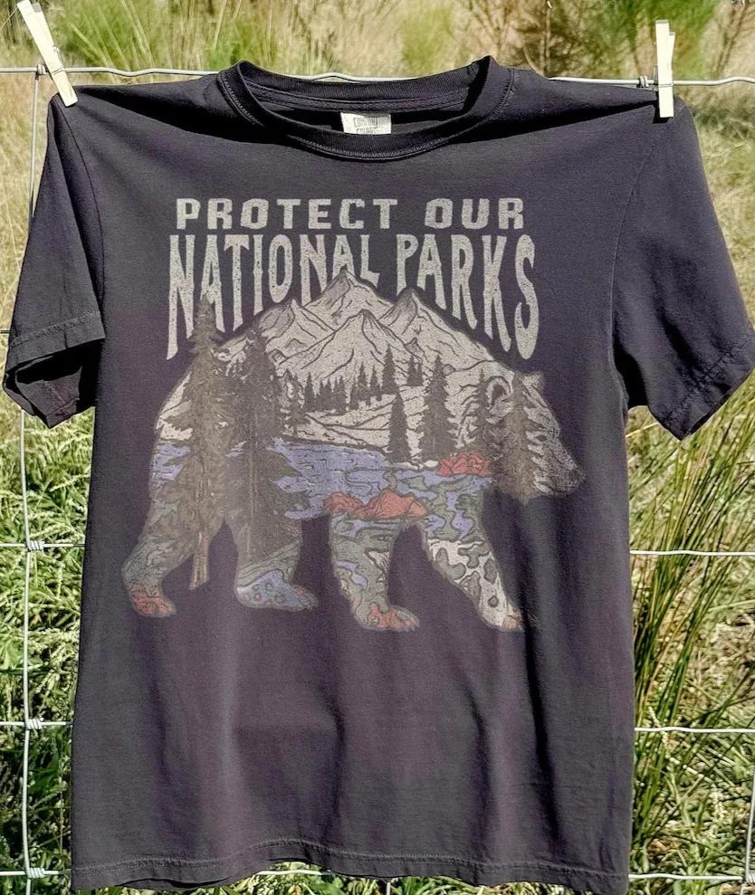 Protect Our National Parks Bear T-Shirt Wildlife Nature Mountain Forest Tees XL