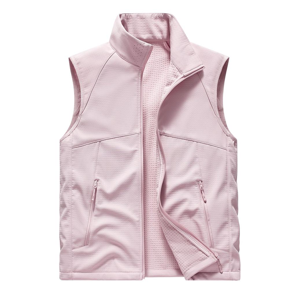 2025 high elastic plaid composite cross grid grain vest men and women with the same outdoor sports and leisure stand-up collar vest