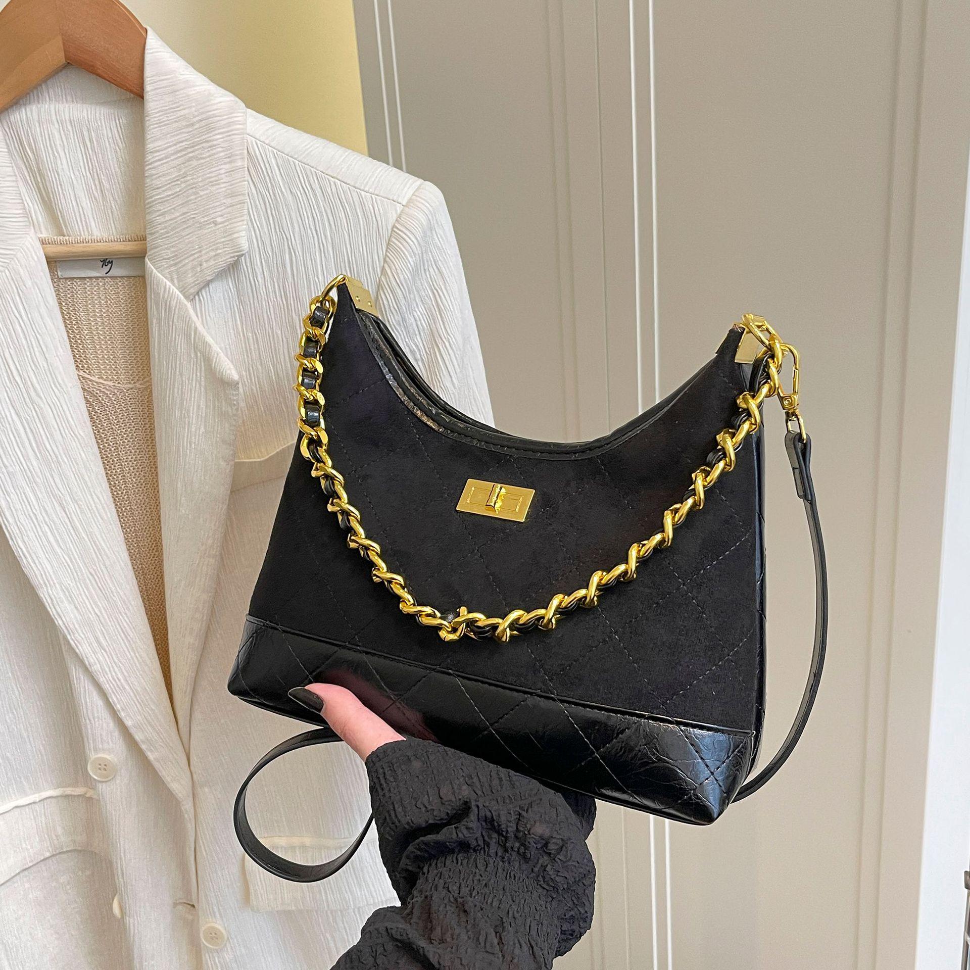 2025 Retro Niche Suede Diamond Pattern Crossbody & Shoulder Bag for Women - Versatile, Fashionable Color Block Design One Size